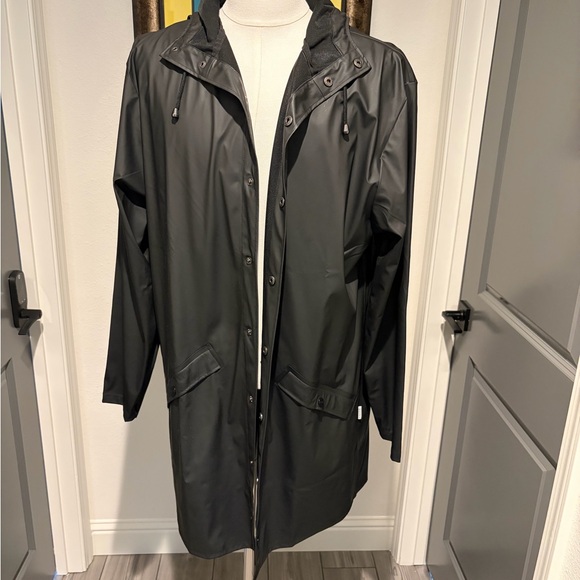 Rains Other - Rains Black Mens Rain Trench Coat with Hood